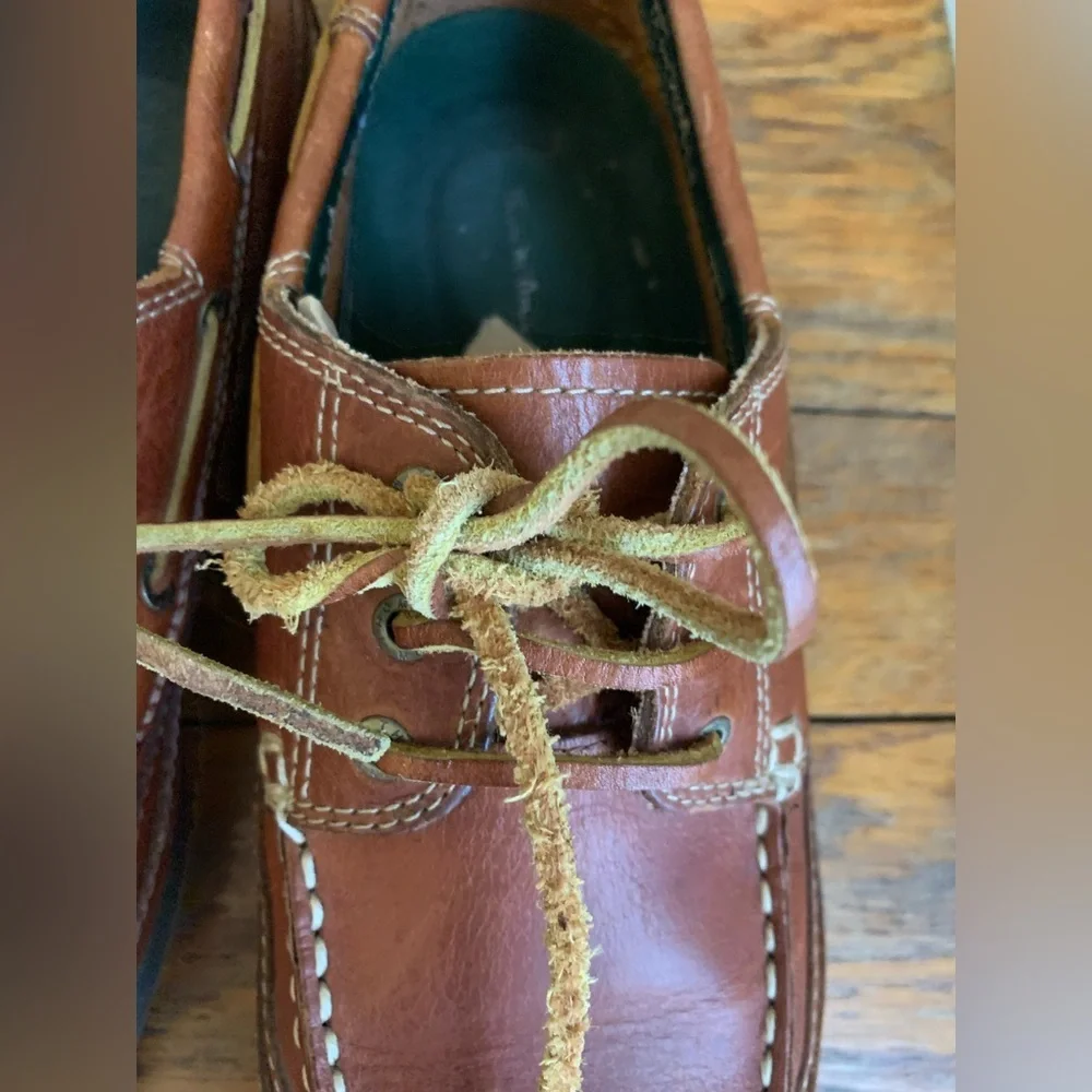 Thom Mc A Men’s Tie Dock Leather Loafers Boat Shoes Sz9 Preppy Nautical Summer